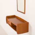 25394 Scandinavian mid century teak mirror with a console, 1960s-8