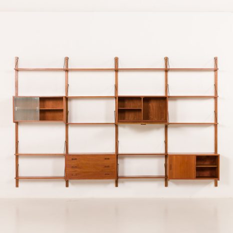 25399 Danish mid century teak wall unit in the style of Poul Cadovius, 1960s-6 25399 Danish mid century teak wall unit in the style of Poul Cadovius, 1960s-6