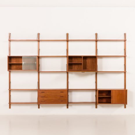 25399 Danish mid century teak wall unit in the style of Poul Cadovius, 1960s-7 25399 Danish mid century teak wall unit in the style of Poul Cadovius, 1960s-7