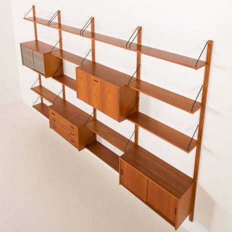 25399 Danish mid century teak wall unit in the style of Poul Cadovius, 1960s-9 25399 Danish mid century teak wall unit in the style of Poul Cadovius, 1960s-9