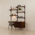 Poul Cadovius rosewood wall unit with a desk for Cado, Denmark 1960s