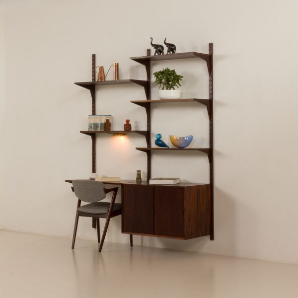 Poul Cadovius rosewood wall unit with a desk for Cado, Denmark 1960s