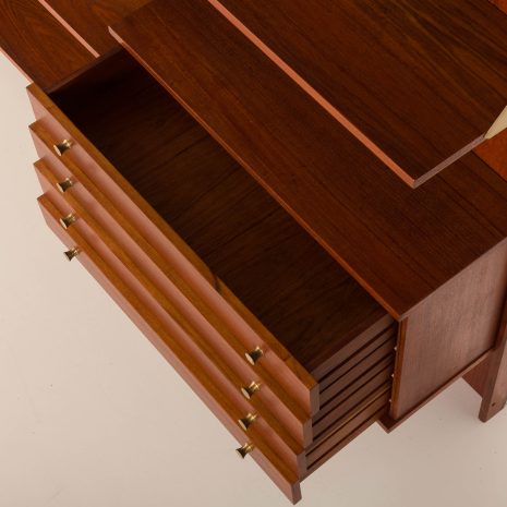 25428 Italian mid century teak wall unit on panels, 1970s-13 25428 Italian mid century teak wall unit on panels, 1970s-13