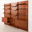 25428 Italian mid century teak wall unit on panels, 1970s-14