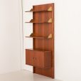 25428 Italian mid century teak wall unit on panels, 1970s-17