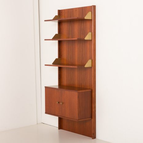 25428 Italian mid century teak wall unit on panels, 1970s-17 25428 Italian mid century teak wall unit on panels, 1970s-17