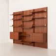 25428 Italian mid century teak wall unit on panels, 1970s-3