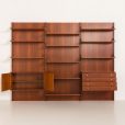 25428 Italian mid century teak wall unit on panels, 1970s-5