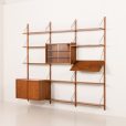 25429 PS System teak 3 bay wall unit with expository shelf, Randers, Denmark, 1960s-3