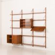 25429 PS System teak 3 bay wall unit with expository shelf, Randers, Denmark, 1960s-5