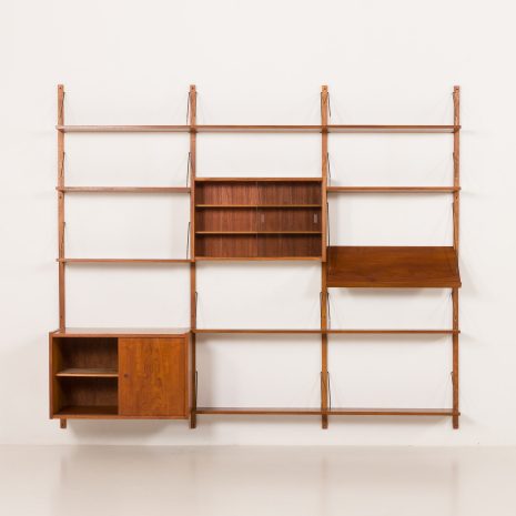 25429 PS System teak 3 bay wall unit with expository shelf, Randers, Denmark, 1960s-6 25429 PS System teak 3 bay wall unit with expository shelf, Randers, Denmark, 1960s-6