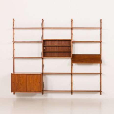 25429 PS System teak 3 bay wall unit with expository shelf, Randers, Denmark, 1960s-7 25429 PS System teak 3 bay wall unit with expository shelf, Randers, Denmark, 1960s-7