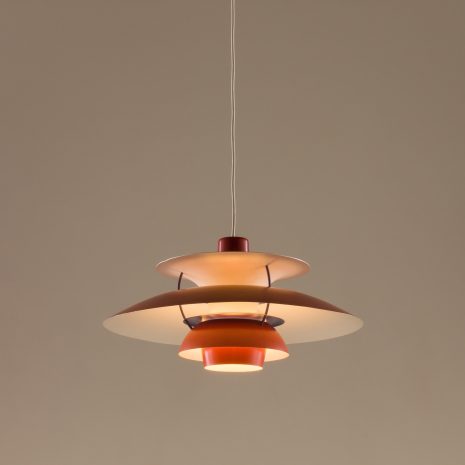 Vintage czerwona lampa PH 5 projektu Poula Henningsena dla Louisa Poulsena
