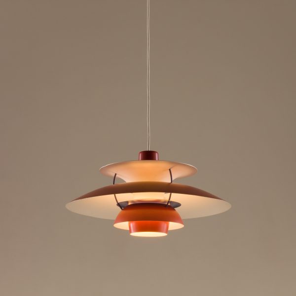 Vintage czerwona lampa PH 5 projektu Poula Henningsena dla Louisa Poulsena