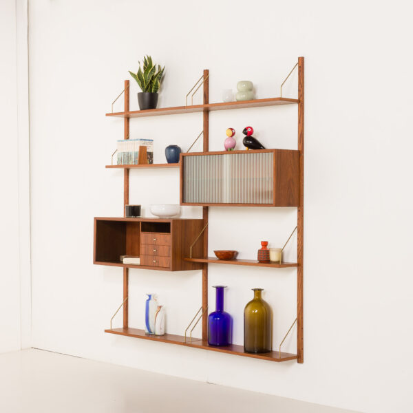 Danish mid-century two-bay wall unit in the style of Poul Cadovius, Denmark, 1960s