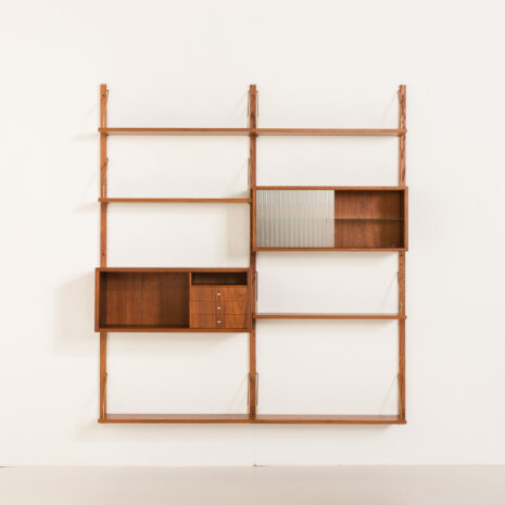 25362 Danish mid century two bay wall unit in the syle of Poul Cadovius, Denmark, 1960s-6 25362 Danish mid century two bay wall unit in the syle of Poul Cadovius, Denmark, 1960s-6