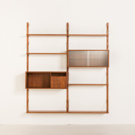 25362 Danish mid century two bay wall unit in the syle of Poul Cadovius, Denmark, 1960s-7 25362 Danish mid century two bay wall unit in the syle of Poul Cadovius, Denmark, 1960s-7