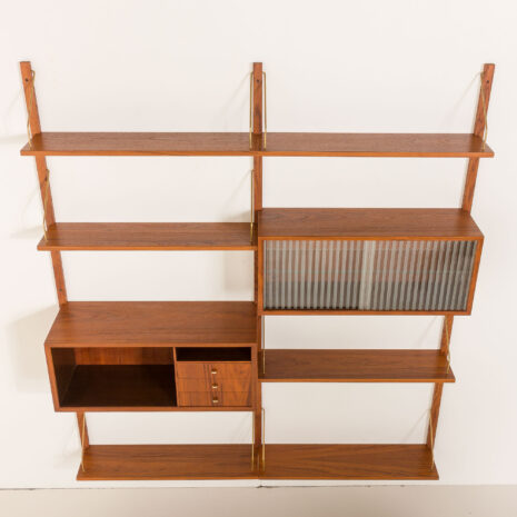 25362 Danish mid century two bay wall unit in the syle of Poul Cadovius, Denmark, 1960s-8 25362 Danish mid century two bay wall unit in the syle of Poul Cadovius, Denmark, 1960s-8