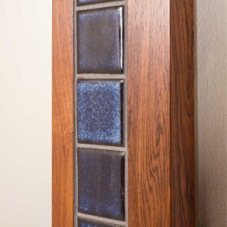25395 Scandinavian mid century XL rosewood wall mirror with blue tiles, 1970s-4 25395 Scandinavian mid century XL rosewood wall mirror with blue tiles, 1970s-4