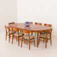 Scandinavian teak round extension table attr. to AB Möbelfabriken Linden, Horda, 1960s.