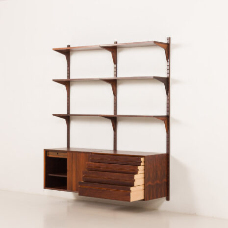 25414 Poul Cadovius two bay rosewood wall unit for Cado, 1960s-4 25414 Poul Cadovius two bay rosewood wall unit for Cado, 1960s-4