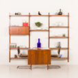 25419 Poul Cadovius rare 3 bay wall unit with a large desk or table for Cado, 1960s-1