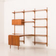 25419 Poul Cadovius rare 3 bay wall unit with a large desk or table for Cado, 1960s-3