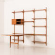 25419 Poul Cadovius rare 3 bay wall unit with a large desk or table for Cado, 1960s-4