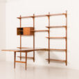 25419 Poul Cadovius rare 3 bay wall unit with a large desk or table for Cado, 1960s-5