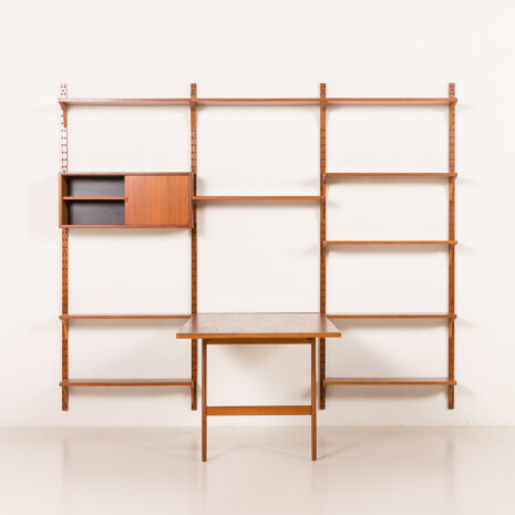 25419 Poul Cadovius rare 3 bay wall unit with a large desk or table for Cado, 1960s-6 25419 Poul Cadovius rare 3 bay wall unit with a large desk or table for Cado, 1960s-6