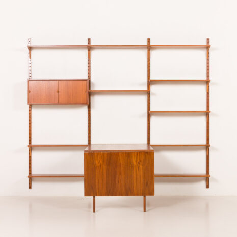 25419 Poul Cadovius rare 3 bay wall unit with a large desk or table for Cado, 1960s-7 25419 Poul Cadovius rare 3 bay wall unit with a large desk or table for Cado, 1960s-7