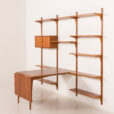 25419 Poul Cadovius rare 3 bay wall unit with a large desk or table for Cado, 1960s-8