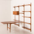 25419 Poul Cadovius rare 3 bay wall unit with a large desk or table for Cado, 1960s-9
