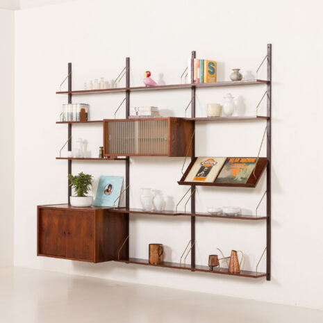 PS System rosewood wall unit by Preben Sorensen, Randers, Denmark 1960s
