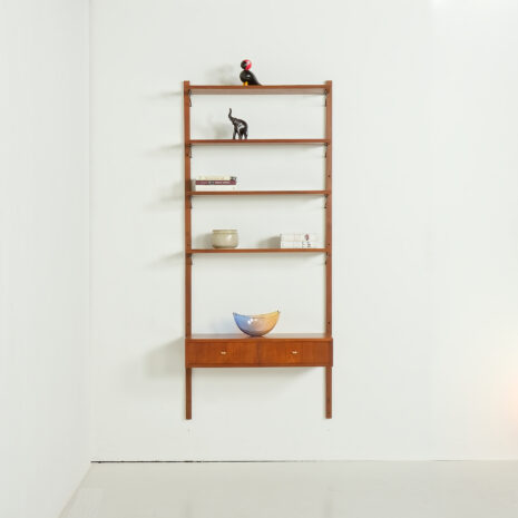 25447 Scandinavian vintage wall unit with a console in the style of Poul Cadovius, 1960s-01 unité murale vintage