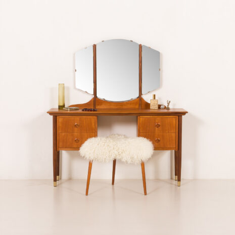 25454 Scandinavian mid century dressing table, vanity with adjustable mirrors, 1960s-1 25454 Scandinavian mid century dressing table, vanity with adjustable mirrors, 1960s-1