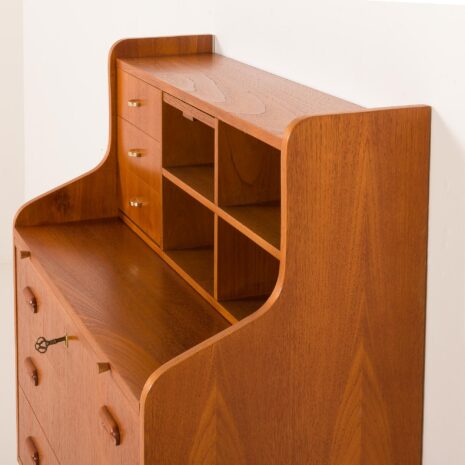25455 Danish modern teak secretaire with brass details, 1960s-16 25455 Danish modern teak secretaire with brass details, 1960s-16