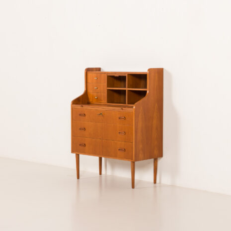 25455 Danish modern teak secretaire with brass details, 1960s-4 25455 Danish modern teak secretaire with brass details, 1960s-4
