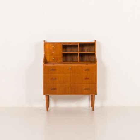 25455 Danish modern teak secretaire with brass details, 1960s-8 25455 Danish modern teak secretaire with brass details, 1960s-8