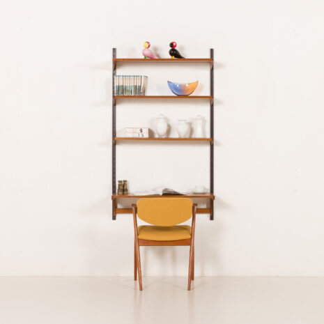 25464 Kai Kristiansen minimalist shelving unit with a desk, FM Mobler, 1960s-1 25464 Kai Kristiansen minimalist shelving unit with a desk, FM Mobler, 1960s-1