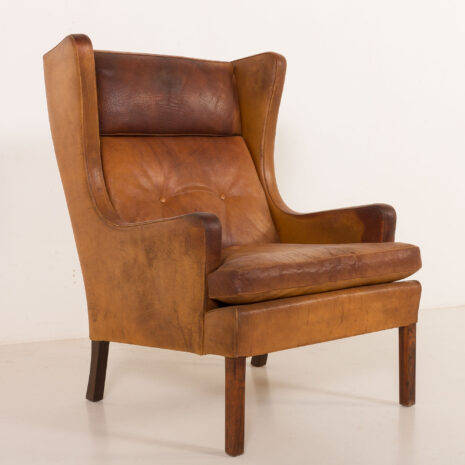 25353 Scandinavian vintage armchair in buffalo leather in B. Mogensen style, Denmark 1960s-13
