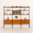25441 Ergo 3 bay free standing teak wall unit by John Texmon, Norway 1960s-1
