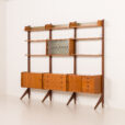 25441 Ergo 3 bay free standing teak wall unit by John Texmon, Norway 1960s-3
