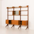 25441 Ergo 3 bay free standing teak wall unit by John Texmon, Norway 1960s-5