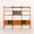 25441 Ergo 3 bay free standing teak wall unit by John Texmon, Norway 1960s-6