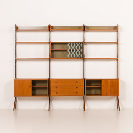 25441 Ergo 3 bay free standing teak wall unit by John Texmon, Norway 1960s-6 25441 Ergo 3 bay free standing teak wall unit by John Texmon, Norway 1960s-6