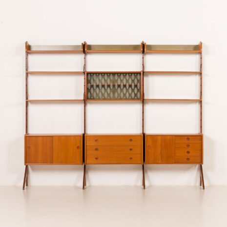 25441 Ergo 3 bay free standing teak wall unit by John Texmon, Norway 1960s-7 25441 Ergo 3 bay free standing teak wall unit by John Texmon, Norway 1960s-7