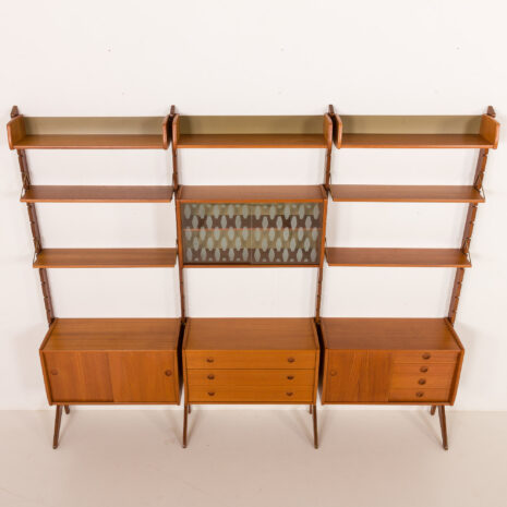 25441 Ergo 3 bay free standing teak wall unit by John Texmon, Norway 1960s-8 25441 Ergo 3 bay free standing teak wall unit by John Texmon, Norway 1960s-8