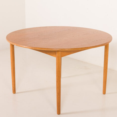 25474 Danish Oak round dining table with one extension, 1970s-10 25474 Danish Oak round dining table with one extension, 1970s-10
