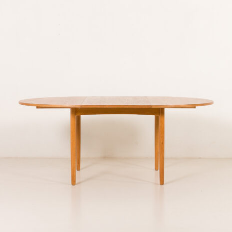 25474 Danish Oak round dining table with one extension, 1970s-3 25474 Danish Oak round dining table with one extension, 1970s-3